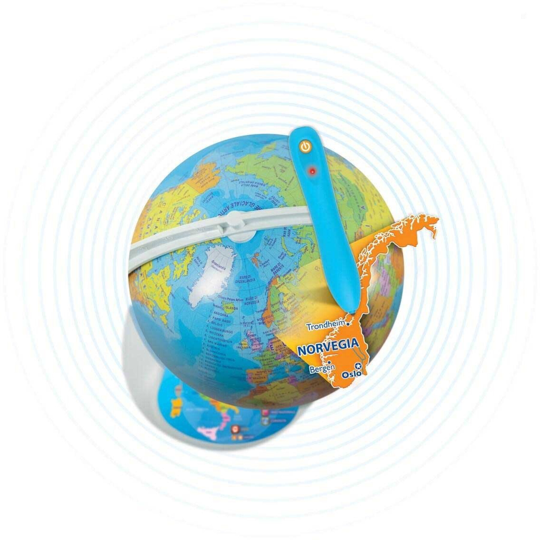 Clementoni - Exploraglobe - Globe Intéractif - Jeu Educatif - 500 Questions  - 3 Niveaux de Difficulté - 13 Modes d'Exploration - Stylo Lecture Optique