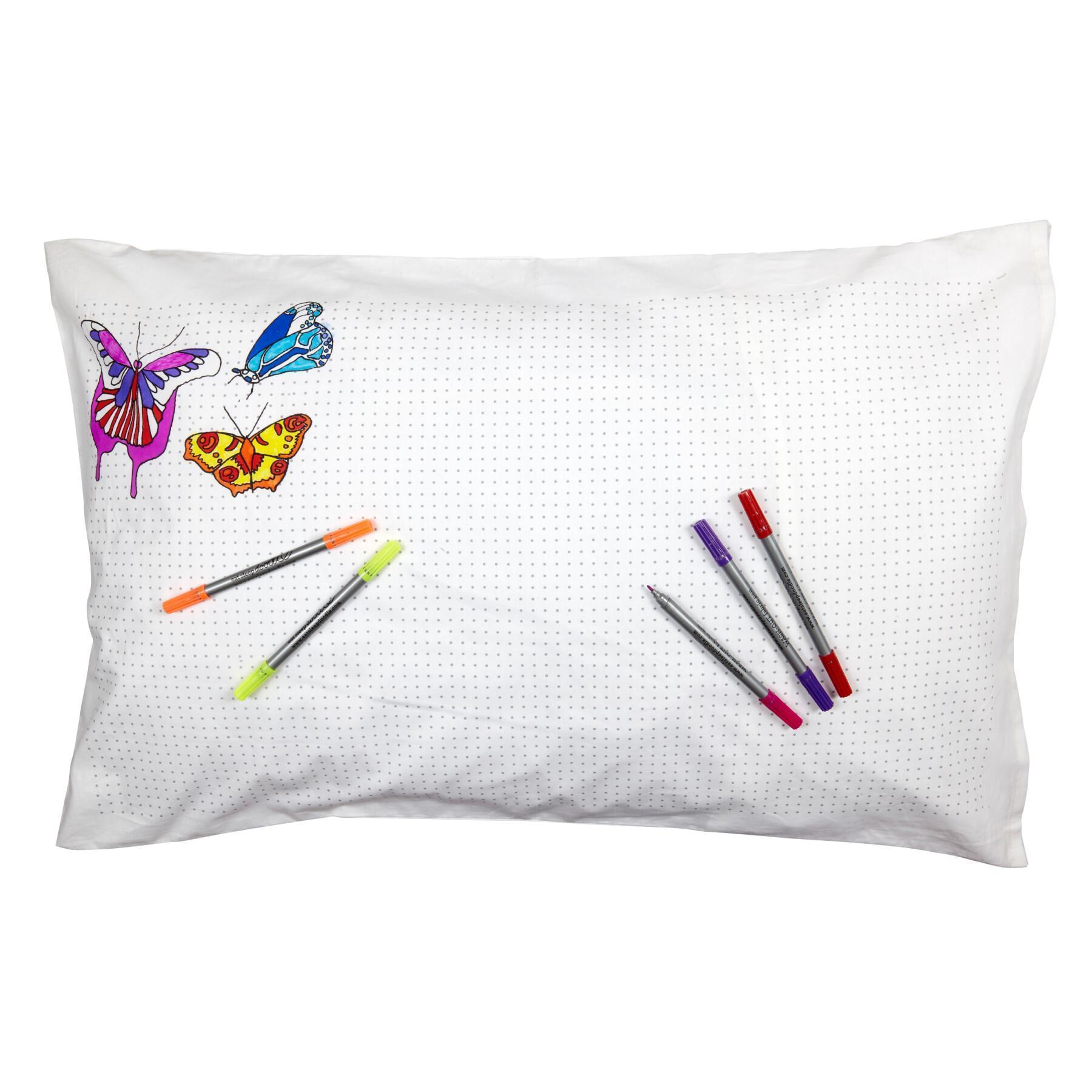 Taie oreiller colorier et apprendre enfant - Papillon Eat Sleep Doodle [Taille 75x50 cm]