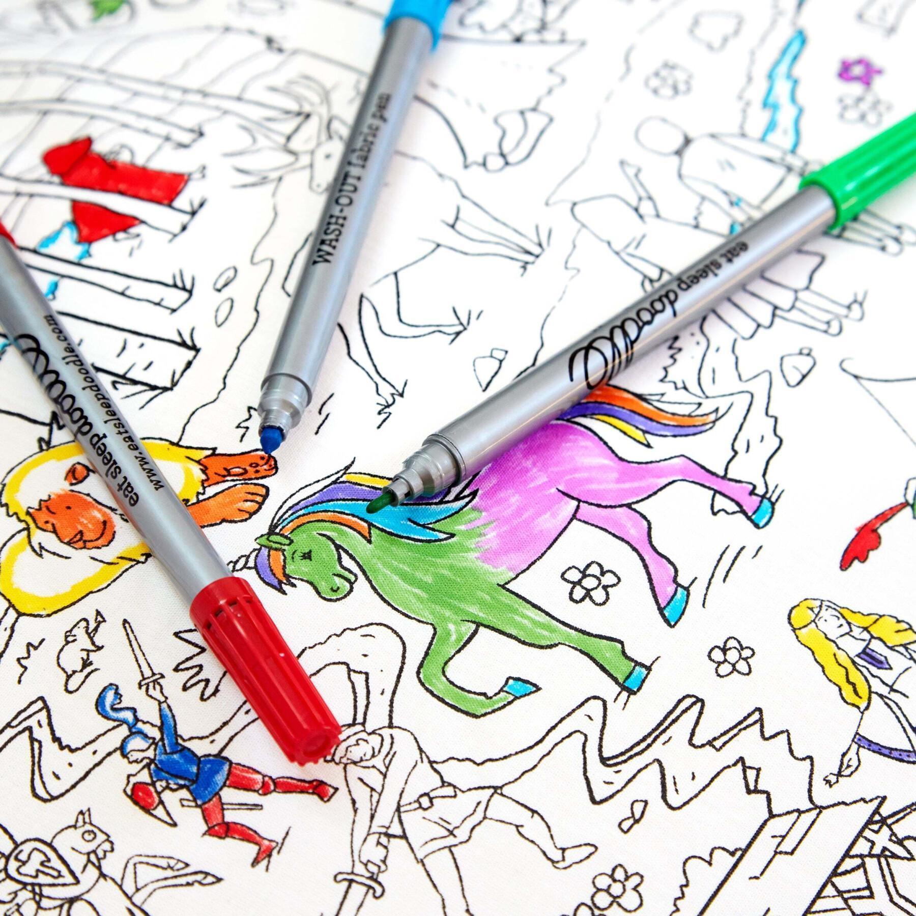Taie oreiller colorier et apprendre enfant - Contes et légendes Eat Sleep Doodle [Taille 75x50 cm]