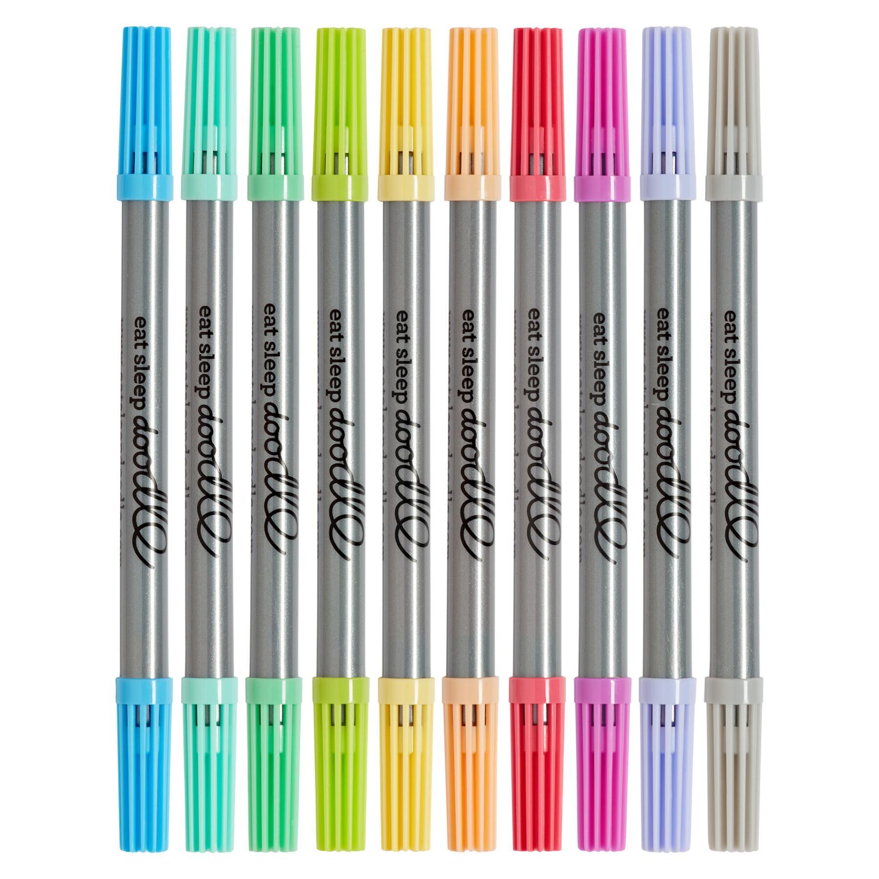 Lot de 10 stylos couleur pastel enfant Eat Sleep Doodle Wash-out