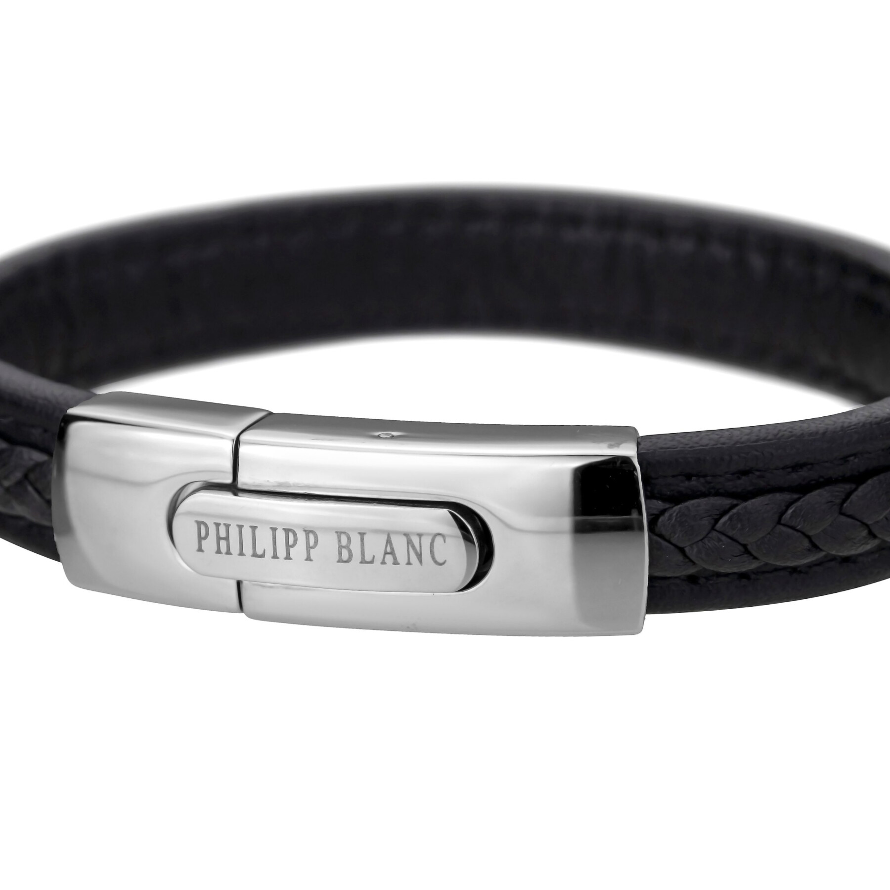 Bracelet en cuir véritable et acier inoxydable Philipp Blanc Henry