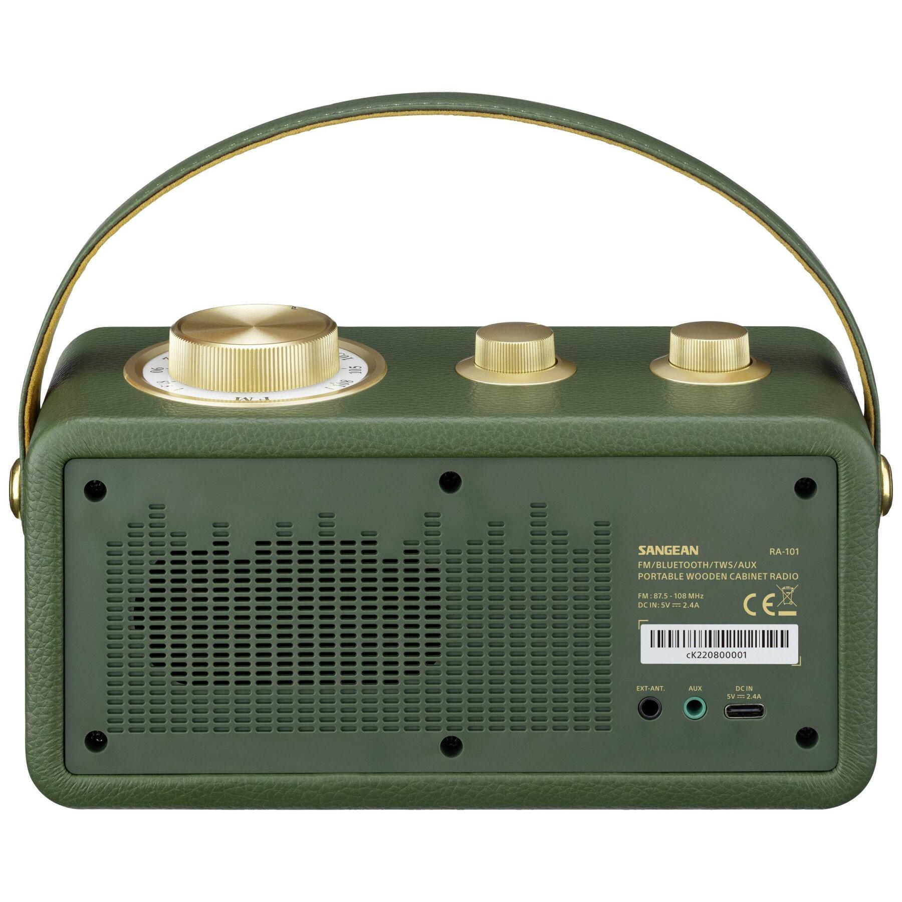 Radio sans fil FM Bluetooth, AUX rechargeable Sangean RA-101