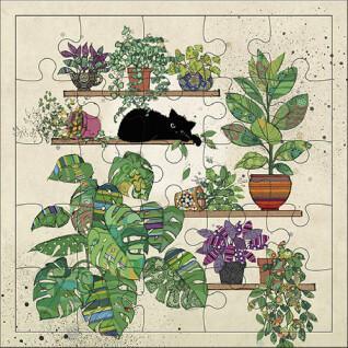 Carte puzzle chaton plantes Kiub Bug Art