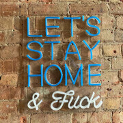 Décoration murale LED néon Locomocean Let's Stay Home and F*ck BLUE