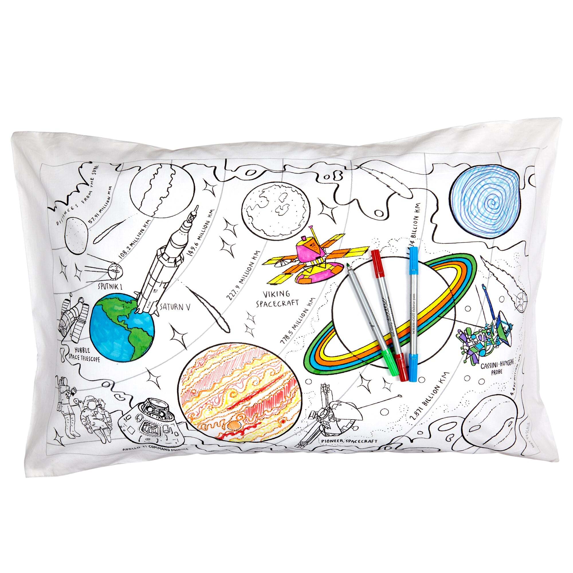 taie oreiller colorier et apprendre enfant - explorateur de l'espace eat sleep doodle [taille 75x50 cm]