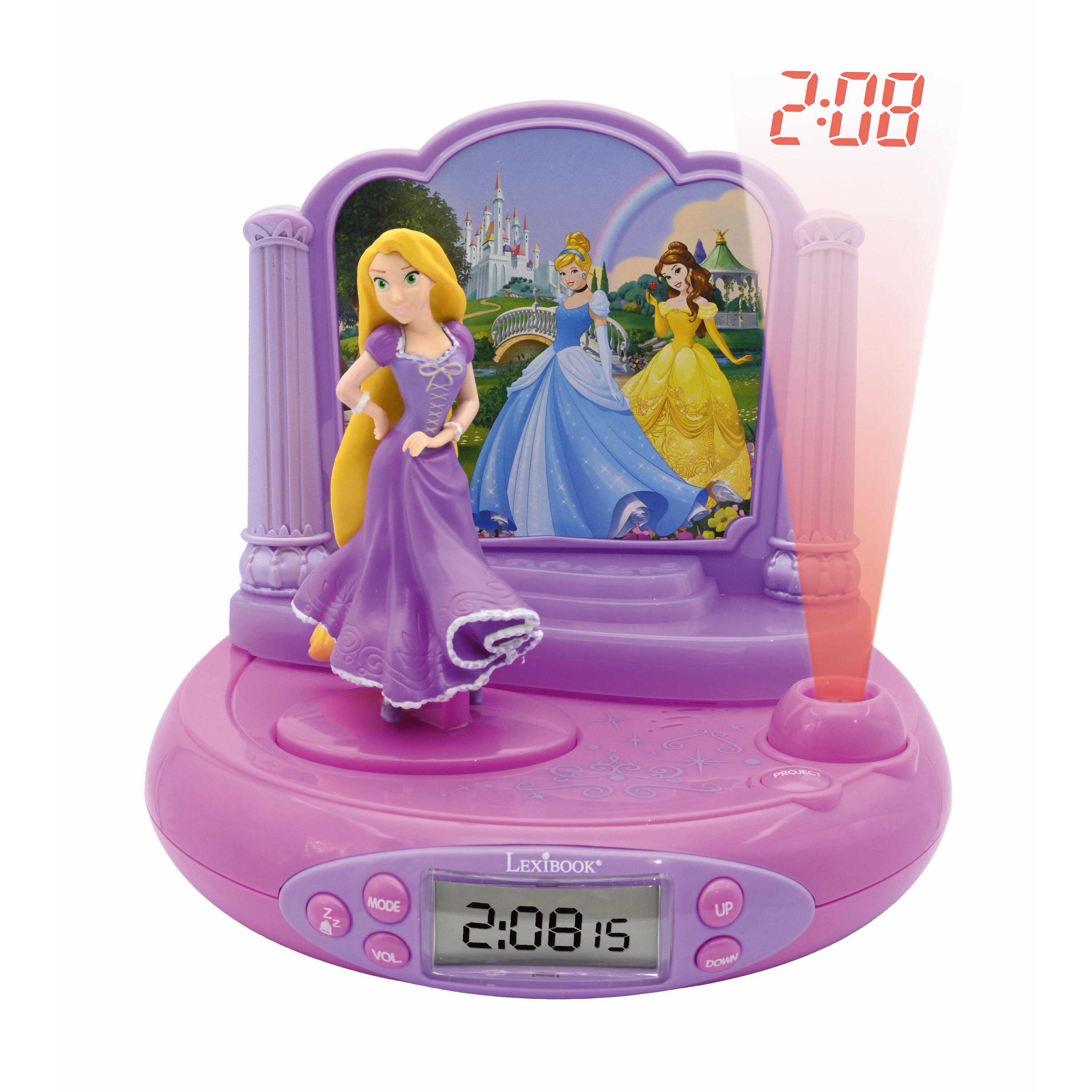 réveil projecteur disney princesses raiponce en 3d et sons magiques lexibook
