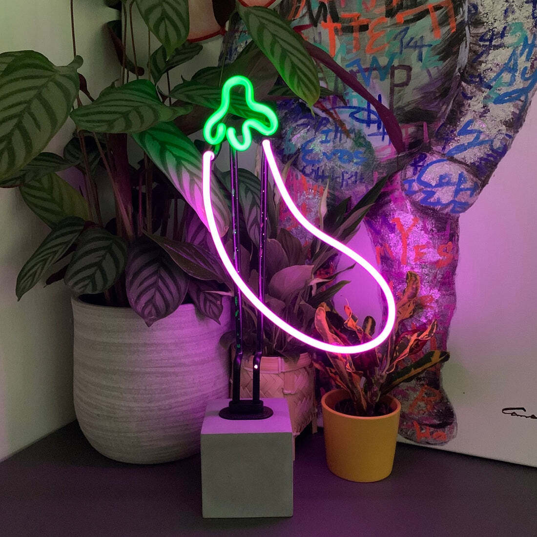 lampe néon avec base locomocean aubergine