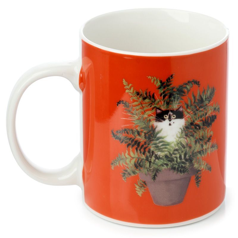 mug porcelaine kim haskins chat dans pot à plante puckator