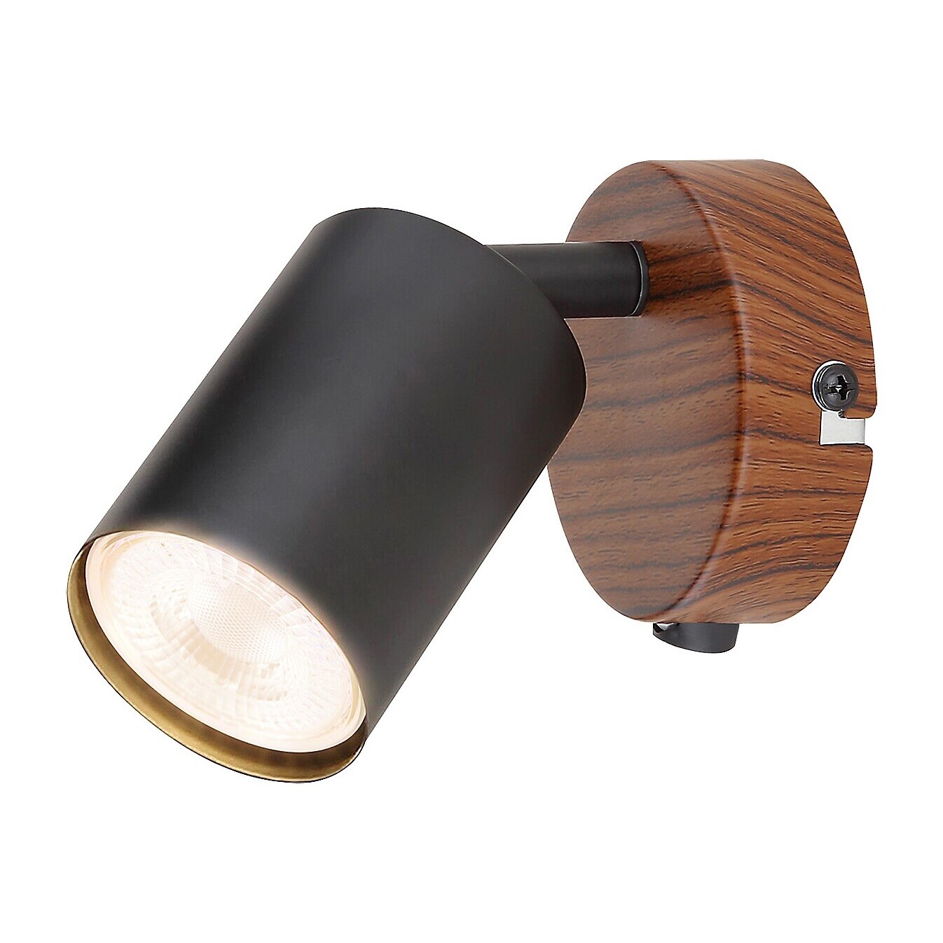 lampe spot d'intérieur en métal bois de chêne avec interrupteur à bascule sur base rabalux