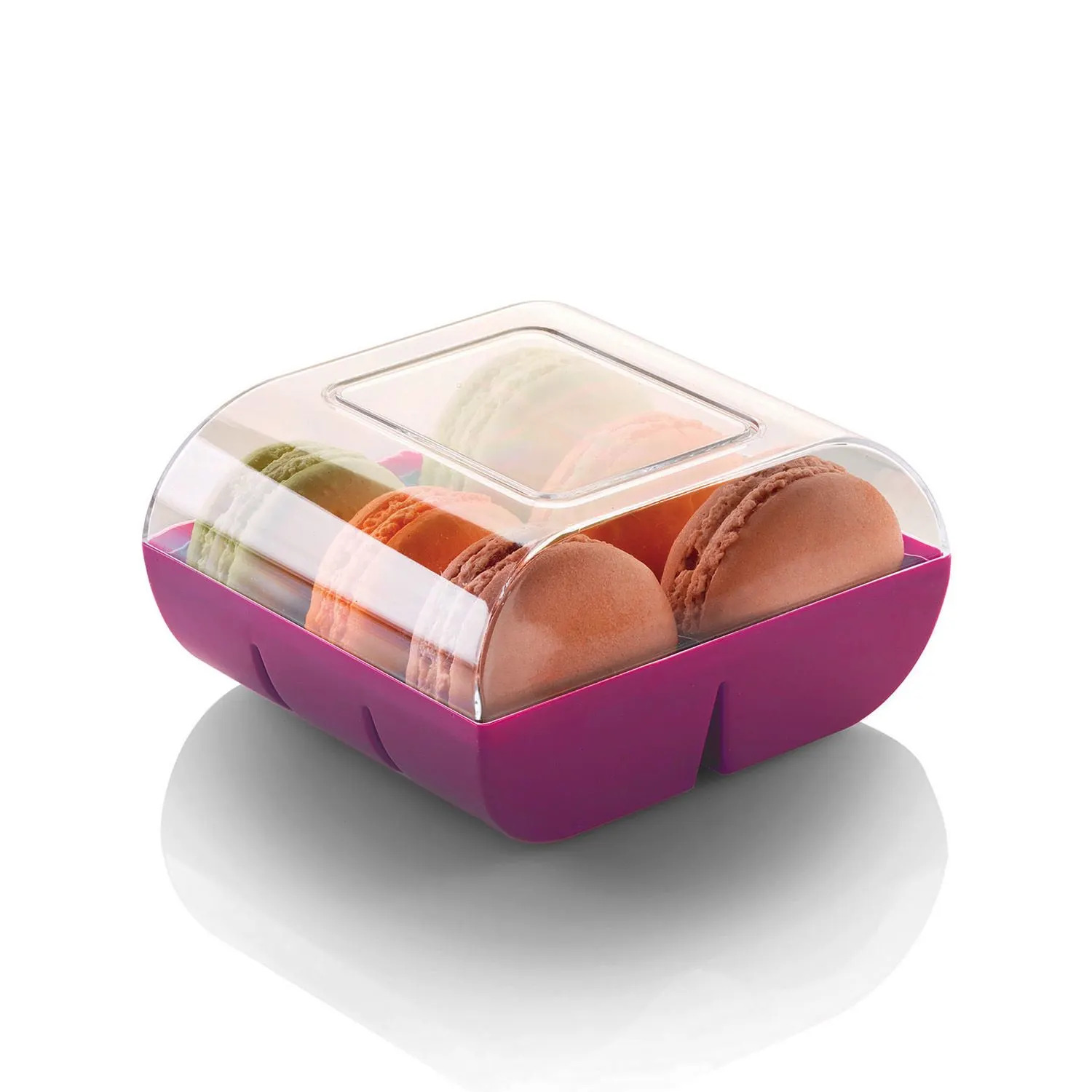 lunch box plastique pour 6 macarons silikomart macadò 10x9,5x6 mm
